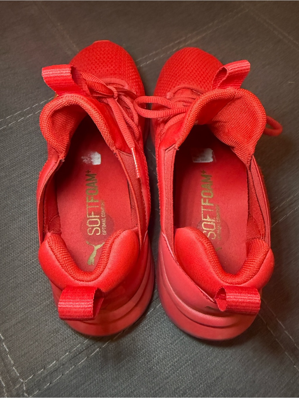 Puma mens Red Athletic Shoes with Yellow Logo Accents - Picture 5 of 5